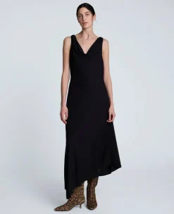 Asymmetrical Hem Cowl Neck Dress><noscript><img width=