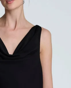 Asymmetrical Hem Cowl Neck Dress><noscript><img width=