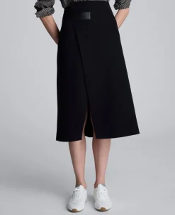 Boiled Wool Asymmetrical Slit Midi Skirt>Kenneth Cole Discount