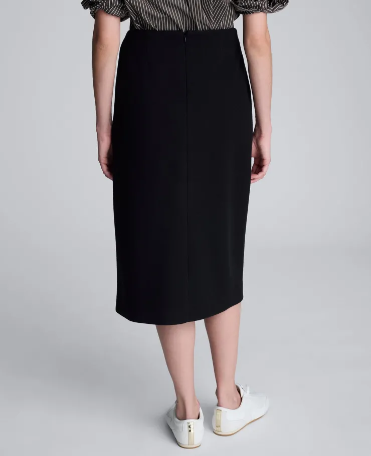 Boiled Wool Asymmetrical Slit Midi Skirt>Kenneth Cole Discount