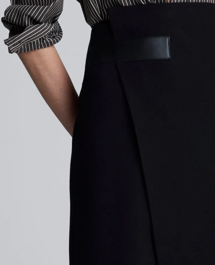 Boiled Wool Asymmetrical Slit Midi Skirt>Kenneth Cole Discount