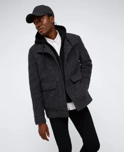 Boucle Wool Jacket with Attached Jersey Hood>Kenneth Cole Clearance