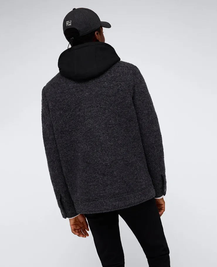 Boucle Wool Jacket with Attached Jersey Hood>Kenneth Cole Clearance