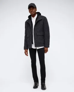 Boucle Wool Jacket with Attached Jersey Hood><noscript><img width=