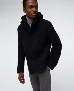 Boucle Wool Jacket with Attached Jersey Hood><noscript><img width=