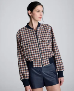 Check Patch Pocket Cropped Bomber>Kenneth Cole Online