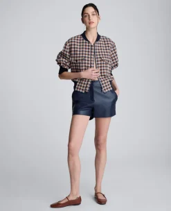 Check Patch Pocket Cropped Bomber><noscript><img width=