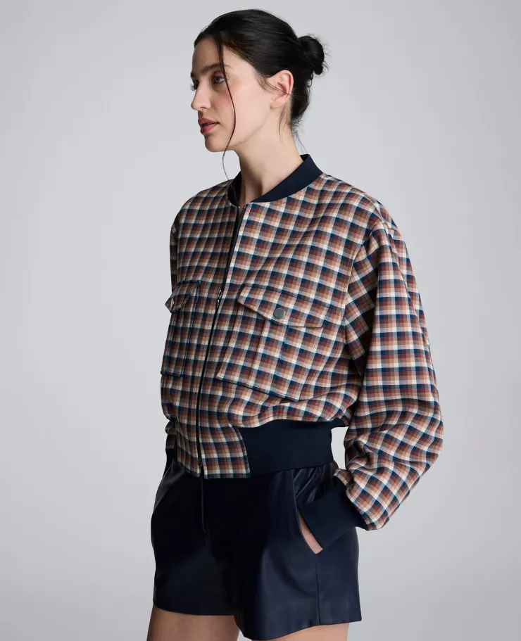 Check Patch Pocket Cropped Bomber>Kenneth Cole Online