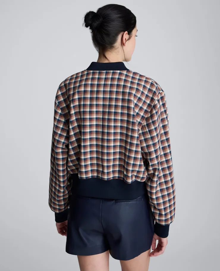 Check Patch Pocket Cropped Bomber>Kenneth Cole Online