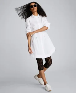 Corseted Short Poplin Shirt Dress><noscript><img width=