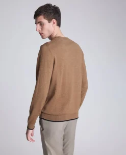 Crew Neck Sweater with Tipping Details><noscript><img width=