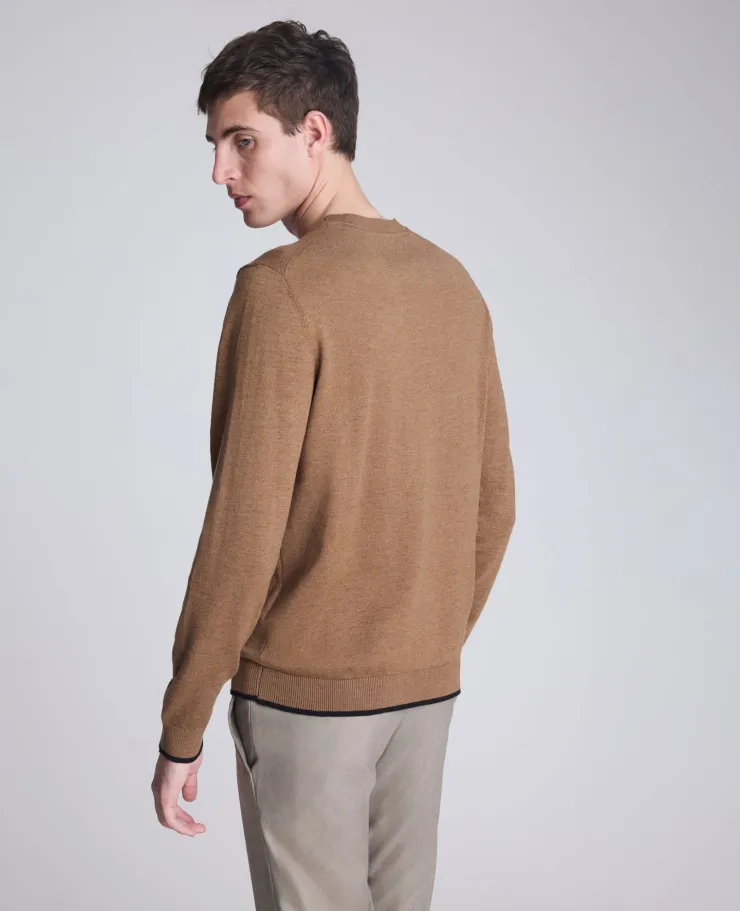 Crew Neck Sweater with Tipping Details>Kenneth Cole