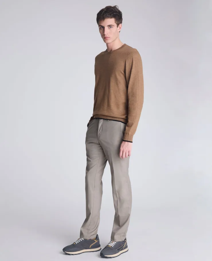 Crew Neck Sweater with Tipping Details>Kenneth Cole