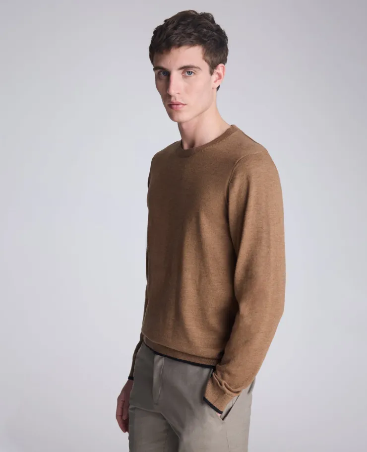 Crew Neck Sweater with Tipping Details>Kenneth Cole