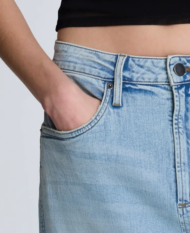 Denim Fly Front 4-Pocket Maxi Skirt With Fray Hem>Kenneth Cole Hot
