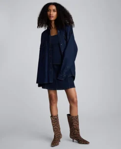 Drapey Denim Button Up Oversized Shirt><noscript><img width=