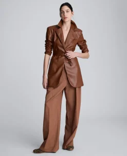 Faux Leather Belted Trench><noscript><img width=