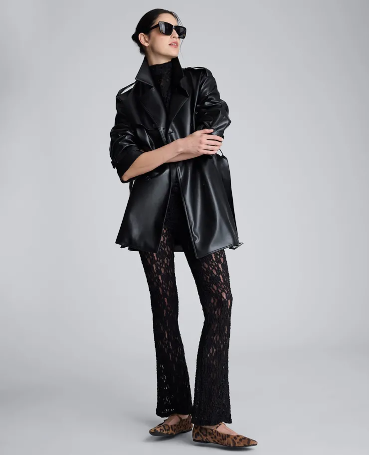 Faux Leather Double Breasted Trench>Kenneth Cole Best