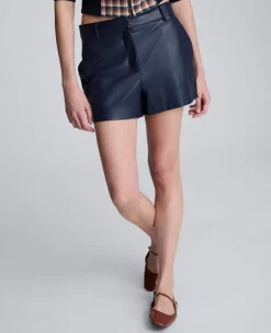Faux Leather Fly Front Short>Kenneth Cole Outlet