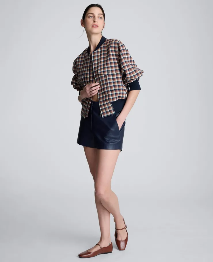 Faux Leather Fly Front Short>Kenneth Cole Outlet