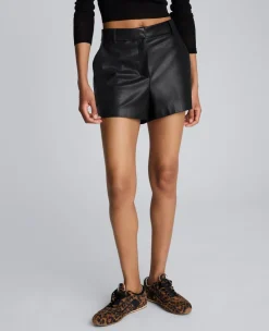 Faux Leather Fly Front Short>Kenneth Cole Outlet