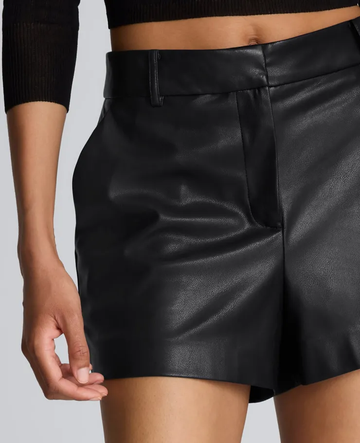 Faux Leather Fly Front Short>Kenneth Cole Outlet