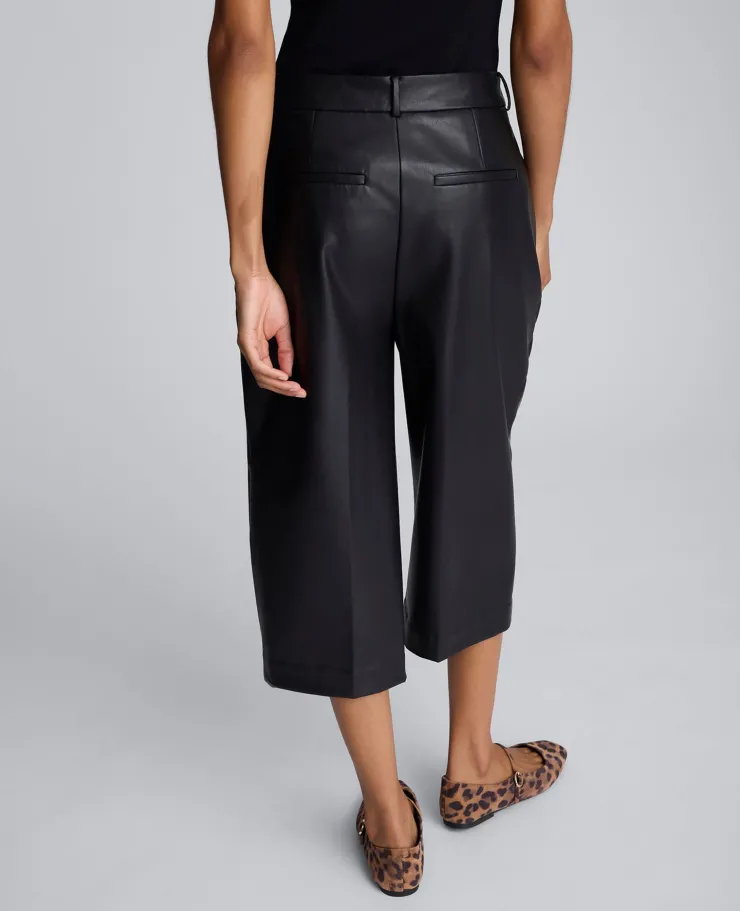 Faux Leather High Rise Pintuck Culotte>Kenneth Cole Clearance