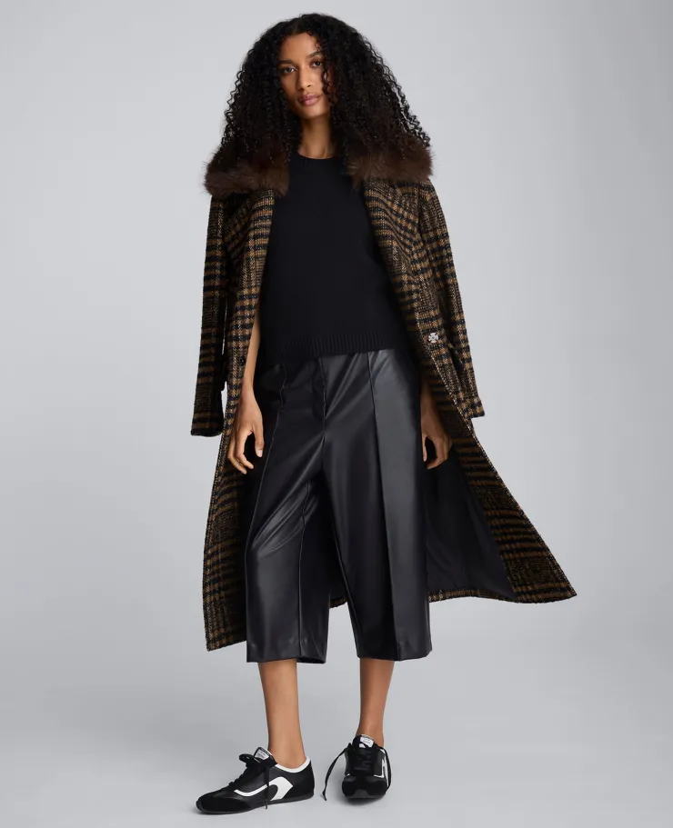 Faux Leather High Rise Pintuck Culotte>Kenneth Cole Clearance