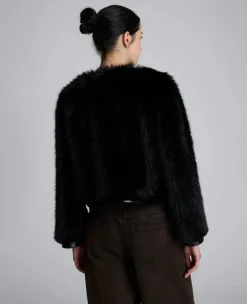 Faux Leather Pocket Fur Jacket><noscript><img width=
