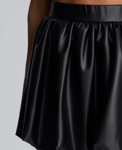 Faux Leather Pull On Bubble Mini Skirt><noscript><img width=
