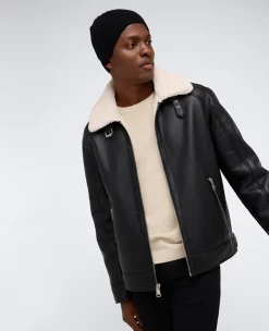 Faux Shearling Moto Jacket>Kenneth Cole