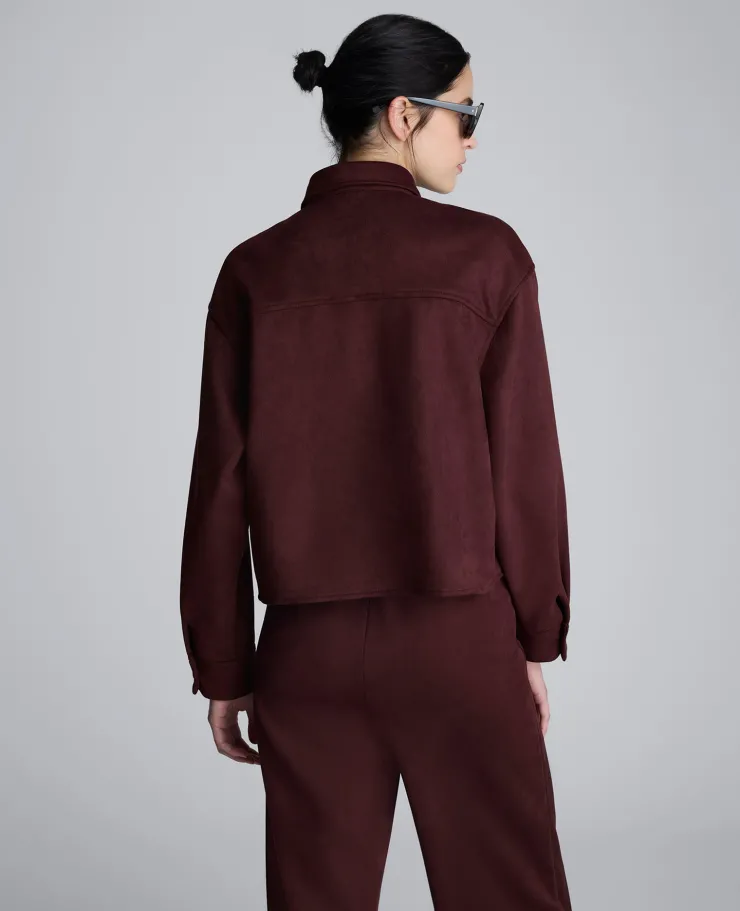 Faux Suede Button Front Cropped Knit Shirt>Kenneth Cole Sale