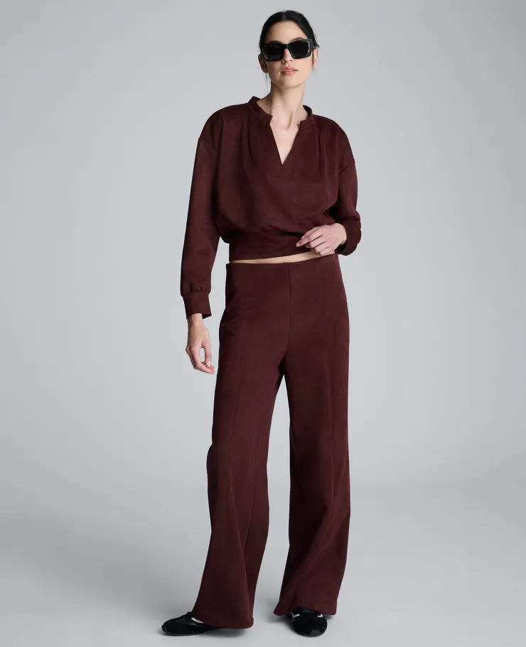 Faux Suede Pull On Wide Leg Pant>Kenneth Cole