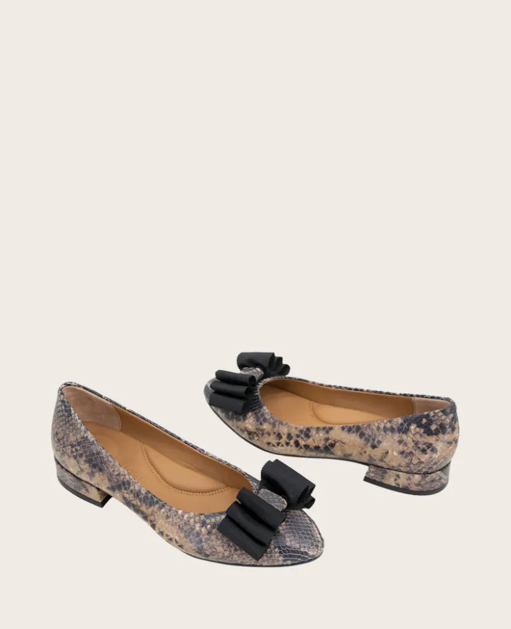 GENTLE SOULS - Atlas Snakeskin Leather Bow Flat>Kenneth Cole Clearance