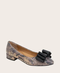 GENTLE SOULS - Atlas Snakeskin Leather Bow Flat><noscript><img width=