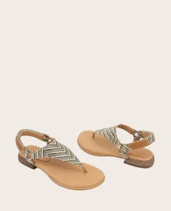 GENTLE SOULS - Holly Raffia Ankle Strap Thong><noscript><img width=