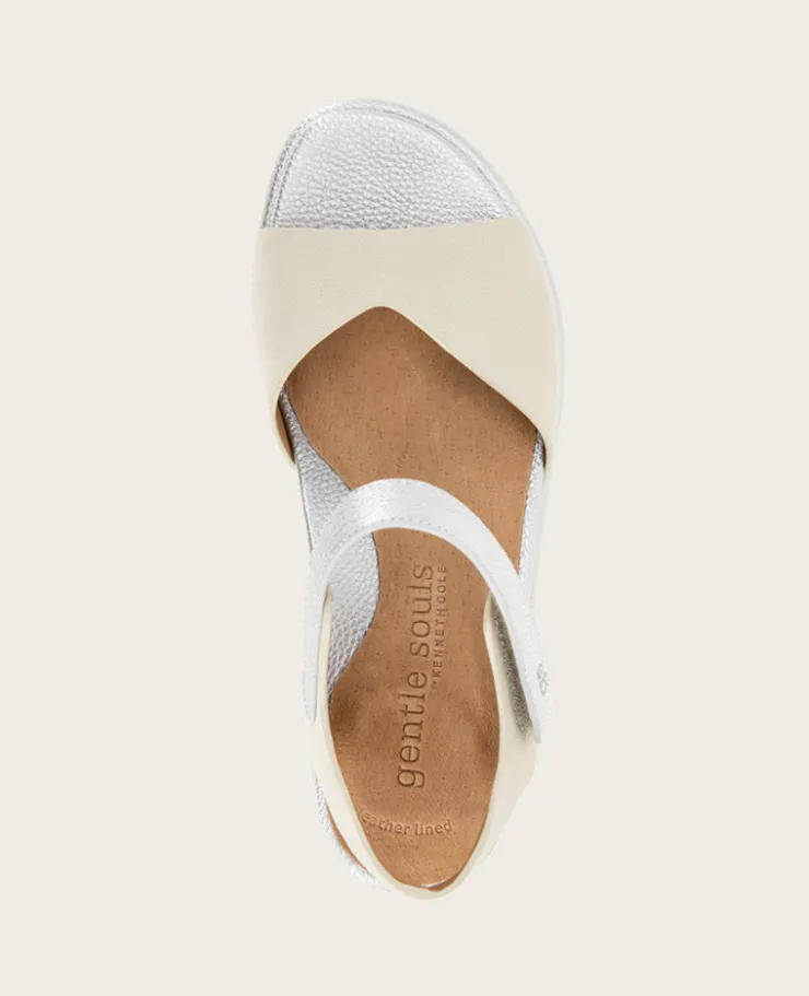 GENTLE SOULS - Jalleen Metallic Combo Ankle Strap Wedge>Kenneth Cole Clearance