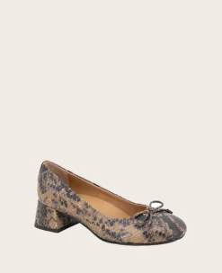 GENTLE SOULS - Lancine Snakeskin Leather Bow Heel><noscript><img width=