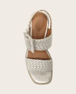 GENTLE SOULS - Madylyn Metallic Woven Leather Heel Sandal><noscript><img width=