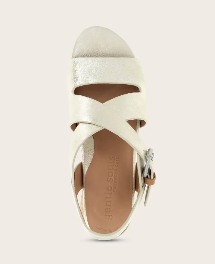 GENTLE SOULS - Mela Metallic Cross Strap Sandal>Kenneth Cole