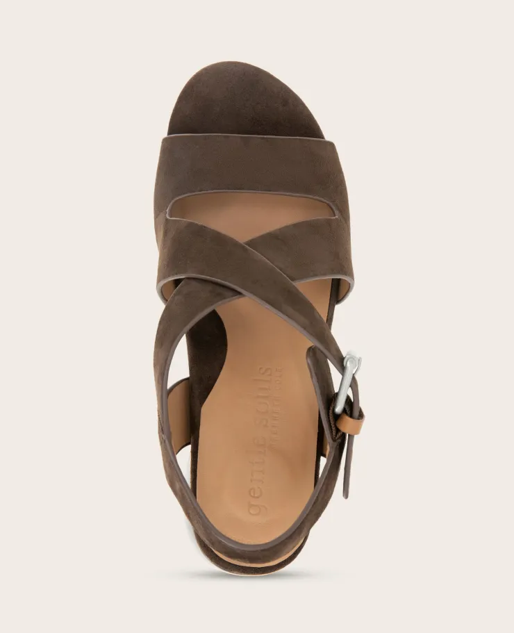 GENTLE SOULS - Mela Suede Cross Strap Sandal>Kenneth Cole Best