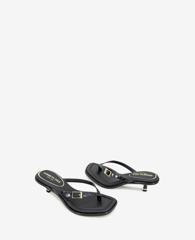 Gillie Embossed Croco Kitten Heel Buckle Sandal>Kenneth Cole Outlet