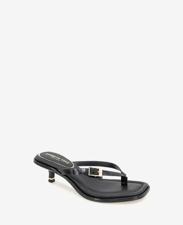 Gillie Embossed Croco Kitten Heel Buckle Sandal>Kenneth Cole Outlet