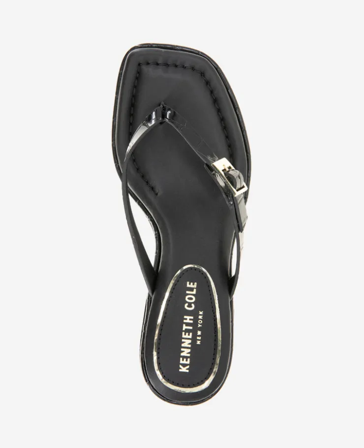 Gillie Embossed Croco Kitten Heel Buckle Sandal>Kenneth Cole Outlet
