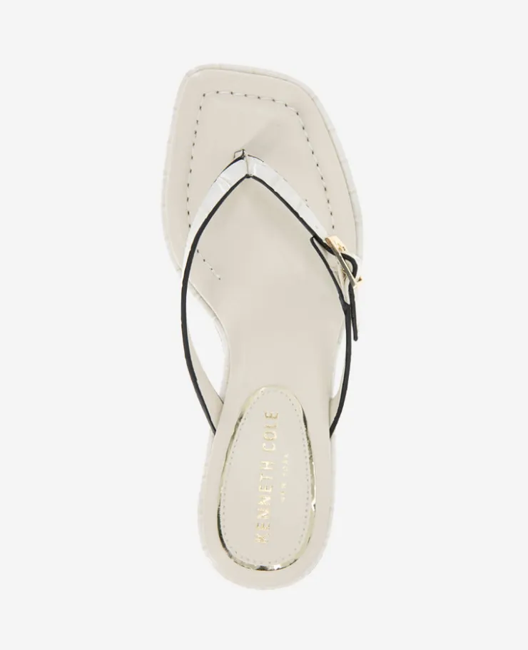 Gillie Embossed Croco Kitten Heel Buckle Sandal>Kenneth Cole Clearance