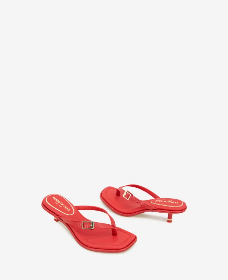 Gillie Embossed Lizard Kitten Heel Buckle Sandal>Kenneth Cole Outlet
