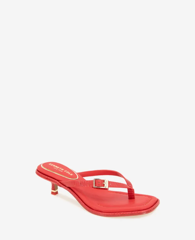 Gillie Embossed Lizard Kitten Heel Buckle Sandal>Kenneth Cole Outlet