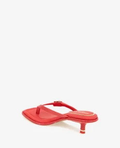 Gillie Embossed Lizard Kitten Heel Buckle Sandal><noscript><img width=