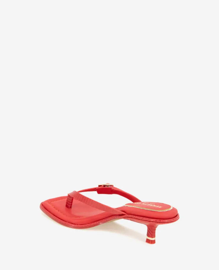 Gillie Embossed Lizard Kitten Heel Buckle Sandal>Kenneth Cole Outlet