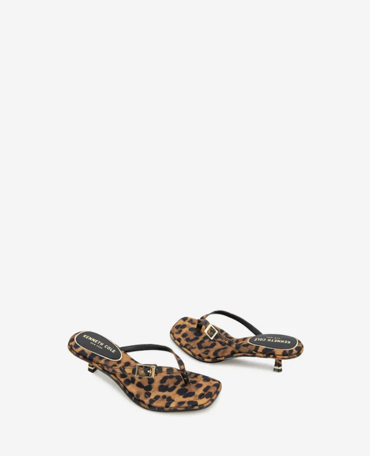 Gillie Leopard Print Kitten Heel Buckle Sandal>Kenneth Cole New